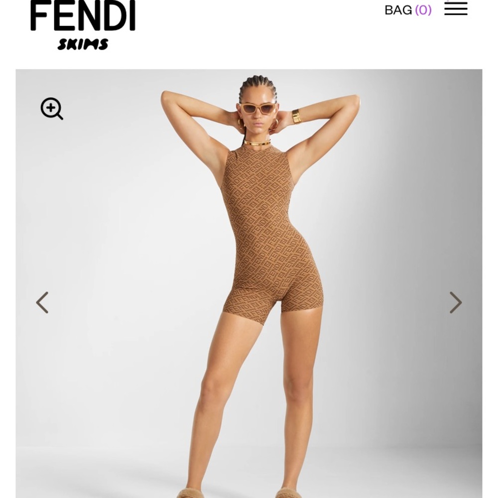 Fendi x Skims SLEEVELESS MID THIGH BODYSUIT in CALIFORNIA size XS